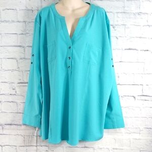 🔵BOGO FREE🔵NWT Lilac Bloom Blue Top  Long Sleeve Sz 4XL